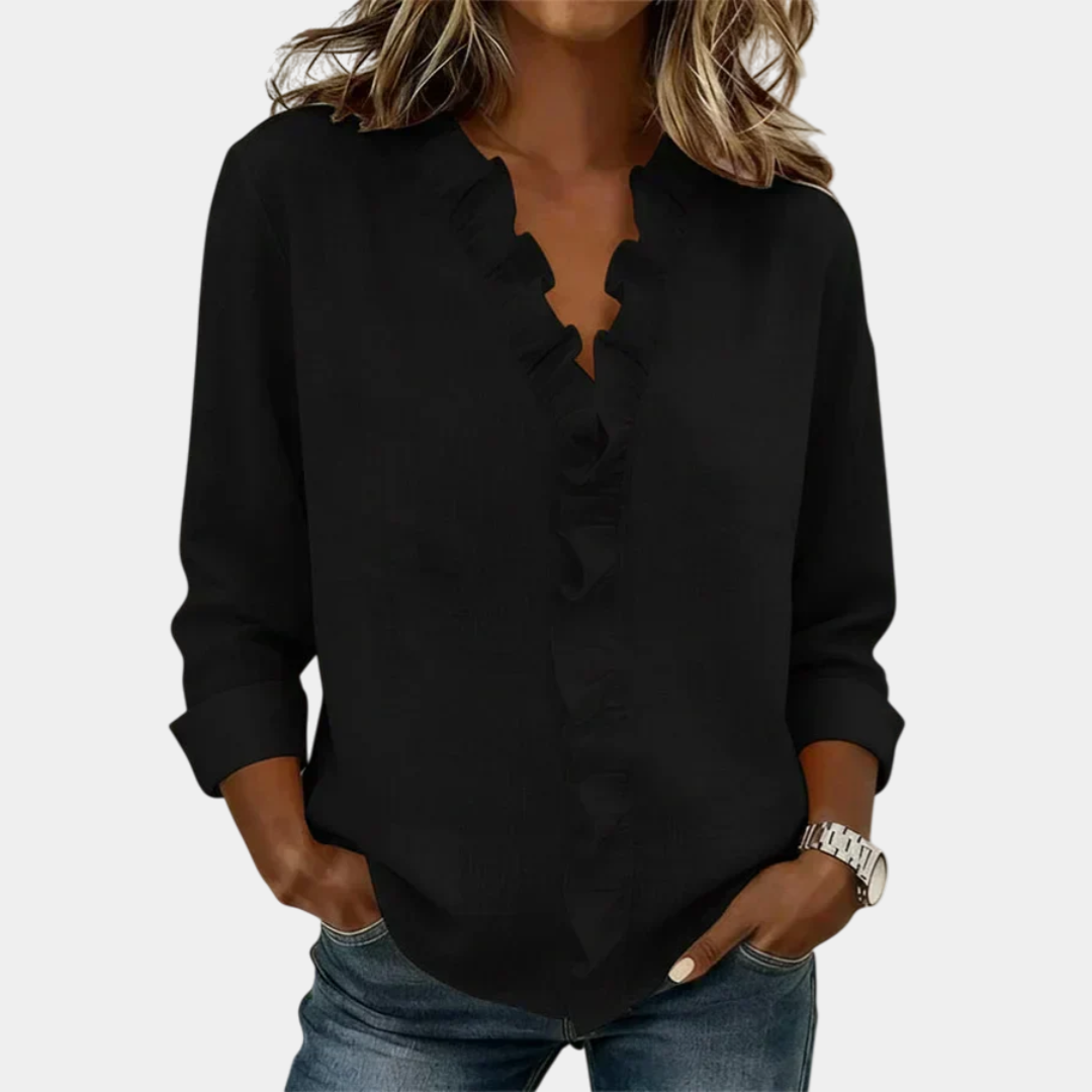 Flavie | Blouse avec décolleté en V et volants délicats