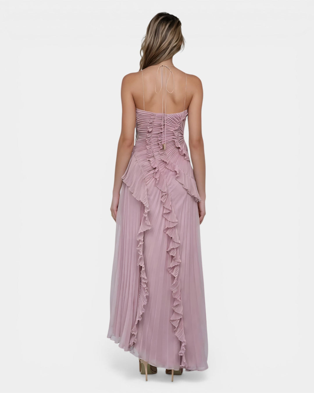 Féodora I Robe Maxi Asymétrique Lavande à Volants